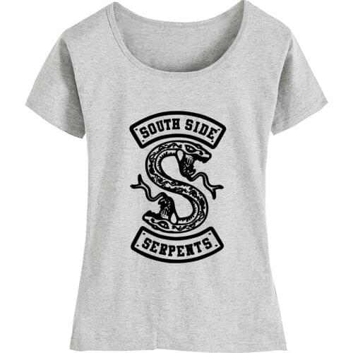 Cotton Girl Woman Short Sleeve T Shirt Snake Riverdale South Side Serpents Black White Couple Clothes Summer ZIIART