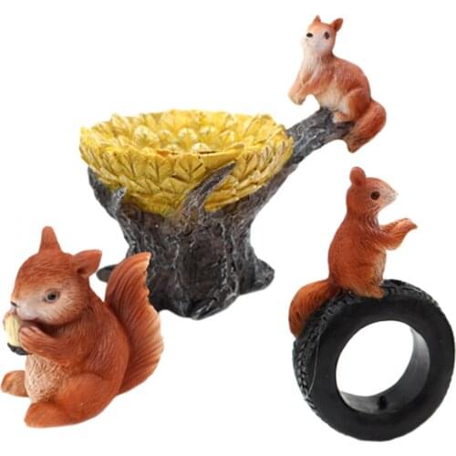 3 pcs Cute Squirrel Animal Characters Toys Figurines Playset, Home Garden Cake Decoration, Cake Topper