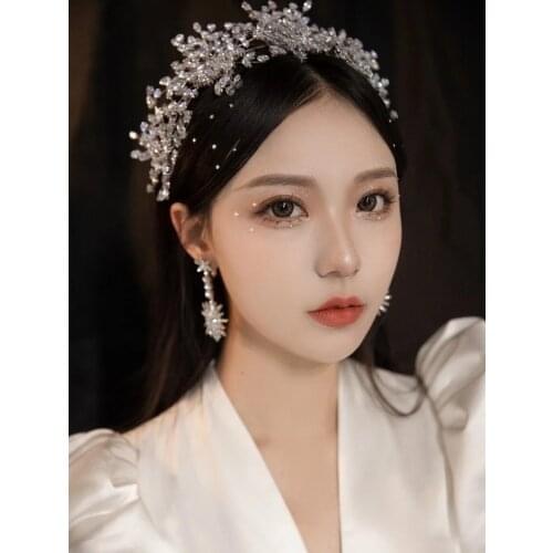 Ice Queen Crown Net Red Bride Wedding Jewelry Full Diamond Zircon Heavy Industry Crown Wedding With Makeup Headdress