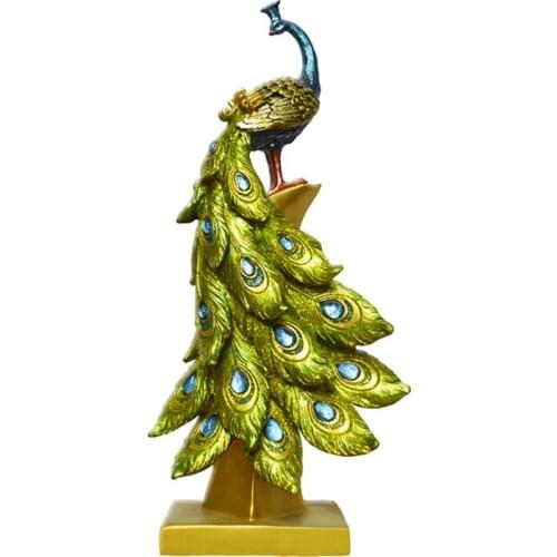 European Style Peacock Creative Home Decor Statue Resin Decoration Modern Living Room Ornaments Home Decor LBShipping
