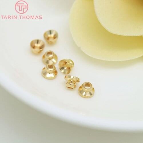 10PCS 5x3MM 24K Gold Color Plated Brass Beads Caps Tassel Caps High Quality Diy Jewelry Accessories