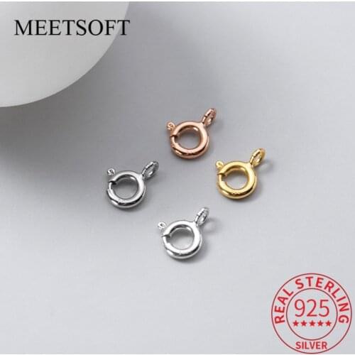 MEETSOFT Classic 925 Sterling Silver 5pcs/lot Colorful Connection buckle Charms of DIY Handmade Jewelry Necklace Accessory