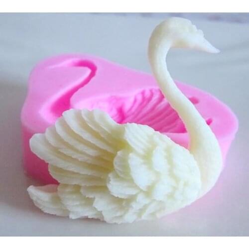 Lovely Swan Shape 3D Fondant Silicone Mold 1Pc Candle Chocolate Soap Moulds Wedding Cake Decorating Kitchen Baking