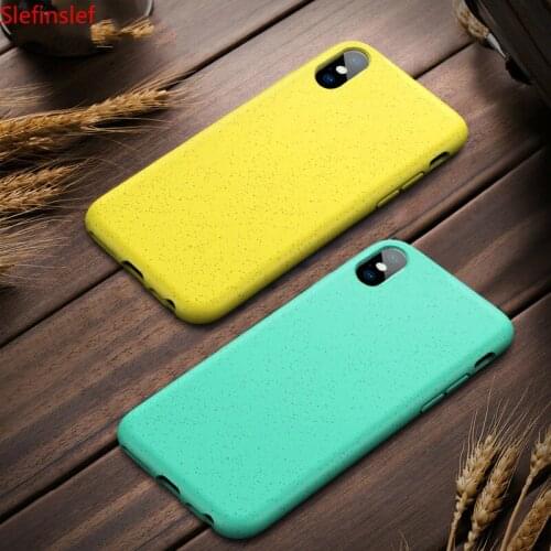 N1986N For iPhone 6 6s 7 8 Plus X XR XS Max Phone Case Eco-friendly Wheat Straw Silicone Candy Colors Phone Case For iPhone 11