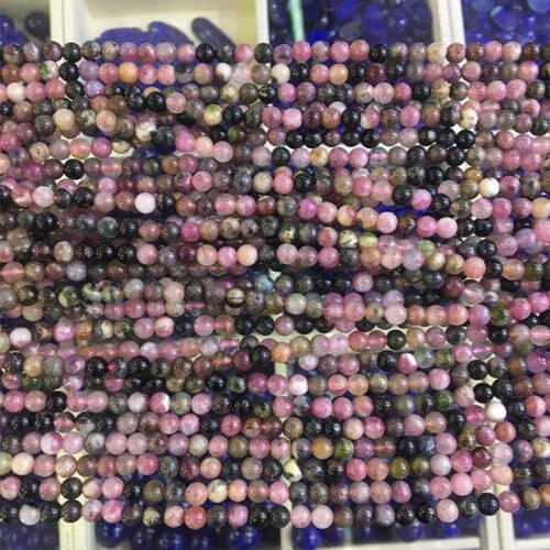 Multicolor natural stone tourmaline jaspers round 5mm loose beads fit diy bracelet necklace charms jewelry findings 15inch B3445