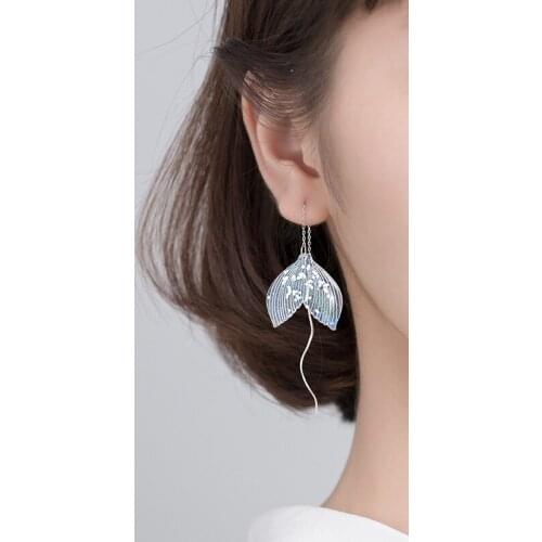 2020 New Trendy Fashion Elegant Pretty Fishtail Shape Metal Dangle Earrings for Women Girl Retro Drop Earrings Jewelry Wholesale