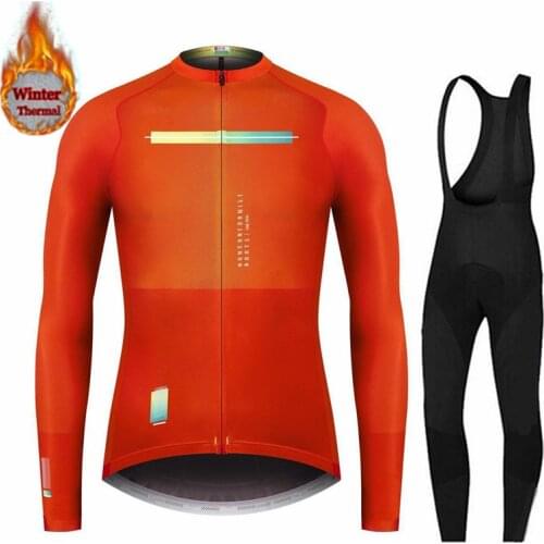 2021 New Spain Winter Thermal Fleece Long Sleeve Jersey Mens Ropa Ciclismo Cycling Set MTB Cycling Clothing Bib Pants Set