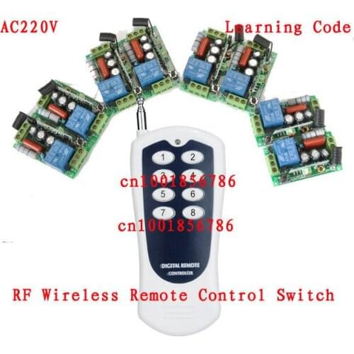 New 220V 1CH Radio remote control switch light lamp LED ON OFF 6Receiver&1transmitter Learning Code