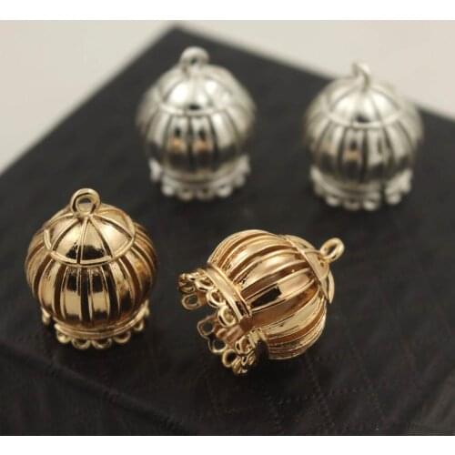 20pcs Brass Casted Charms End Beads Caps Quality Gold Silver Color Connector Tassel Cap 17x20mm Findings DIY Jewelry Making