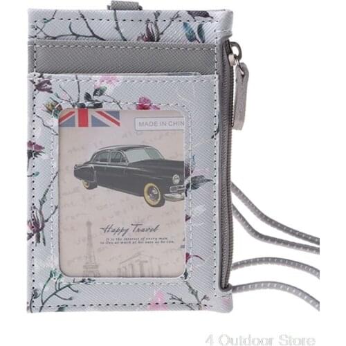 Portable ID Badge Credit Card Holder Leather Pocket Case Business Wallet with Neck Lanyard O01 20 Dropshipping