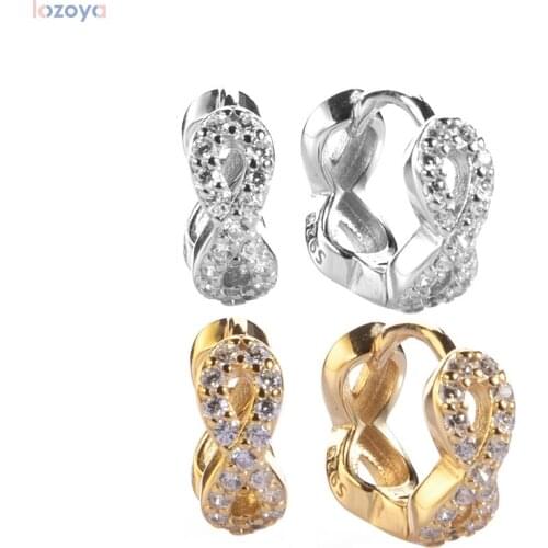 LOZOYA Luxury Sterling Silver 925 Quartz Mujer 2021 Fine Huggies Drop Earrings Bijoux Fantaisie Femme Jolleria De Circle Jewels