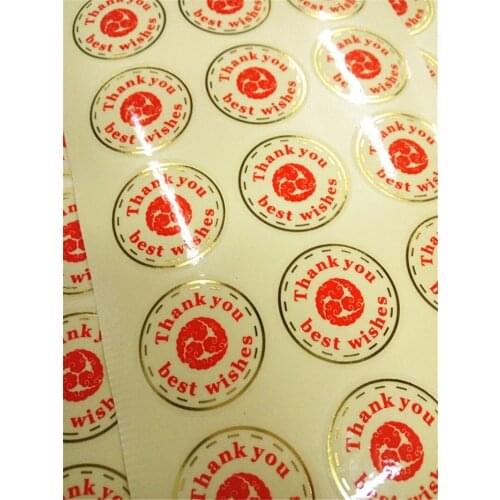 120pcs Self-adhesive stickers, "THANK YOU" Clear PVC Sticker / Label,Golden circel design Custom label sticker DIY Labels Seal