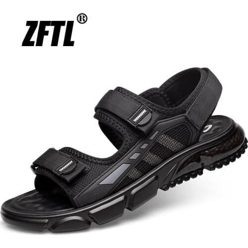 ZFTL Mens Sandals Summer New Outdoor Leisure Velcro Mens Sandals Cushion Beach Shoes Latex Soft Sole Roman Shoes Brand Casual