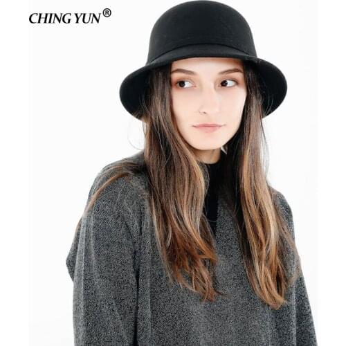 Brand Winter Autumn Woolen Women Ladies Fedoras Jazz Top Hat European American Round Caps Bowler Hats fascinator hats church hat