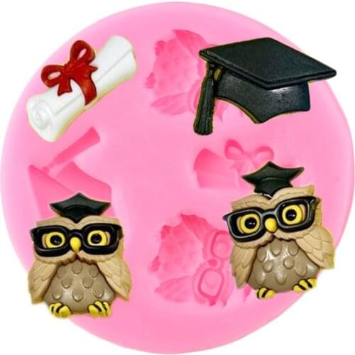 Graduation Silicone Mold Owl Animals Hat Chocolate Making Mould ​Resin Clay Molds Cupcake Topper Fondant Cake Decorating Tools