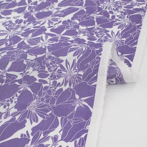 White leaf on purple dyeing pure cotton fabric for dress tissus au mètre telas algodon estampadas ткань для шитья sewing tissu