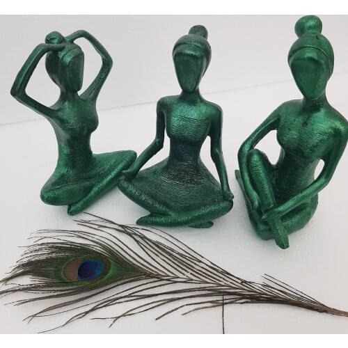 EU HOME DECORATION TRIPLE YOGA MAKES GIRLS GREEN METALIC COLOR