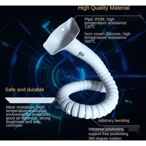 POM Flexible Smoke Exhaust Ventilator Pipe for Industry Laboratory Welding Fume Arms With Square / Round Hood 50mm 75mm