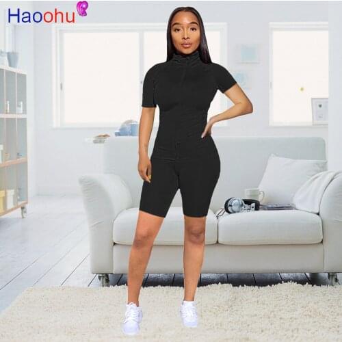 Women two piece set solid color zip stand collar slim tracksuit women fashion elegant casual sport summer plus size 2 piece set