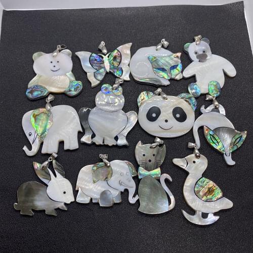 12 Types Shell Stitching Animal Panda-shaped Pendants Various Specifications of Jewellery Fashionable Charm DIY Accessories
