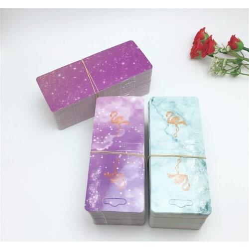 12x5cm rectangular jewelry card with Flamingo pattern DIY handmade pendant/hairpin/necklace price display card 100pcs