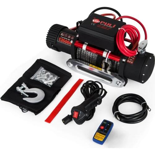13500lb Electric Winch 12V 6T Synthetic Rope Remote Control Boat Trailer