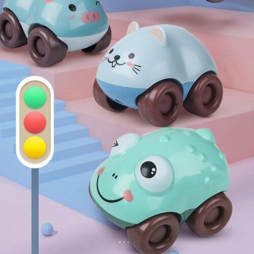 4Pcs Cute Cartoon Animal Shape Pushing Sliding Magnetic Car Educational Kids Toy Mobile Vehicle Model Kid Mini Cars Toys Gifts