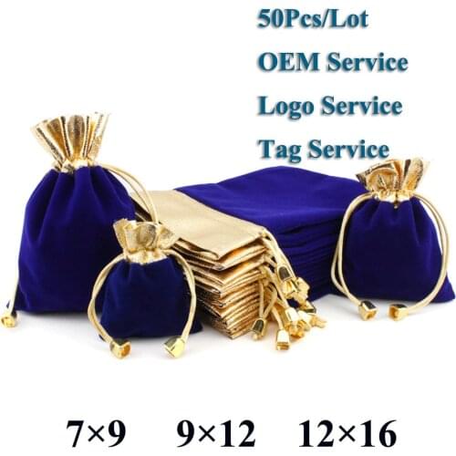 50Pcs/Lot Multi Size Elegant Red Velvet Pouch Gift Drawstring Pocket Bag Wedding Candy Jewlery Packing bag Can Customized Logo