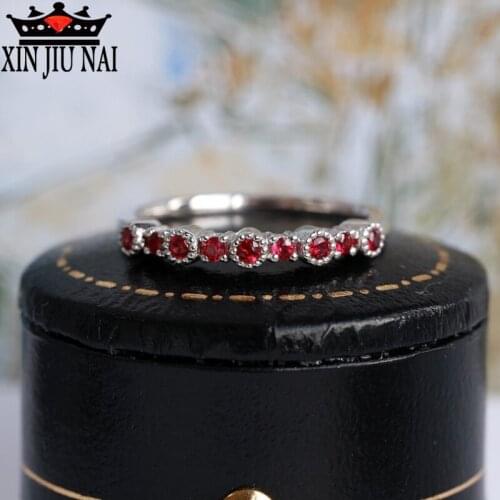 925anillos Silver Popular Trinkets Line Single Row Ruby Zircon Ring Female Jewelry Ball Series Red Gem Diamond Rings For Women