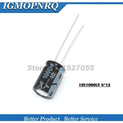 50PCS 10V1000UF 8*12mm 1000UF 10V 8*12 Aluminum electrolytic capacitor new