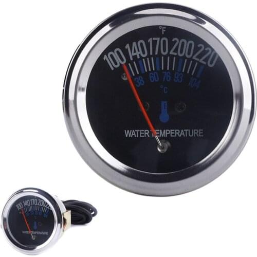 Water Temperature Car Gauge 38-104 Celsius Temperature 2" 38mm Mechanical Meter 12V Black Dial Face Silver Bezel