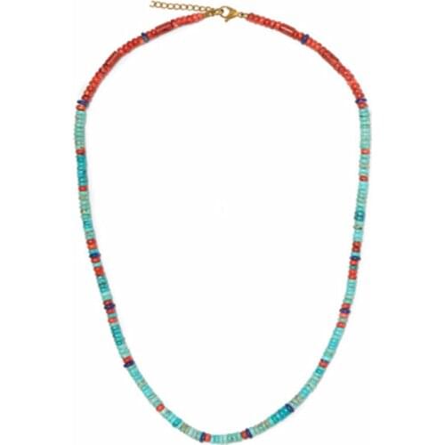 Ummer bohemian chokers red semi-precious lapis lazuli vibrant coral beads multi stone beaded necklace women jewelry