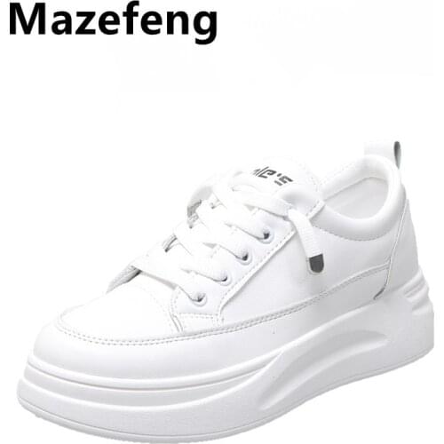 Big Size Women Sneakers Autumn Leather Light White Sneaker Female Platform Vulcanized Shoes Spring Casual Breathable Sports Shoe