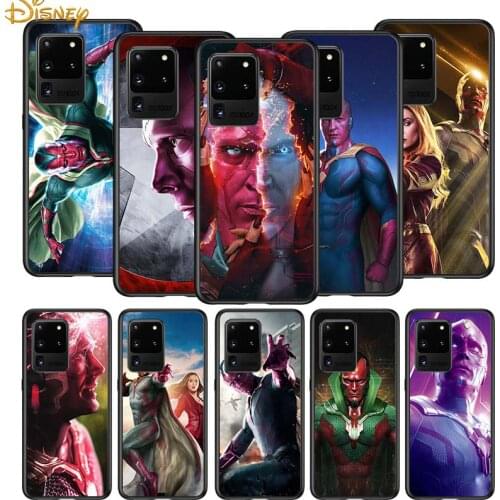 Vision marvel hero for Samsung S20 FE Ultra Plus A91 A81 A71 A51 A41 A31 A21S A72 A52 A42 A02S Soft Black Phone Case