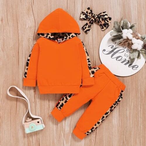 2020 winter hot sell cotton children clothes Toddler Baby Girls Leopard print Hoodie Tops+Pants+Headband Outfits for 12M-3T