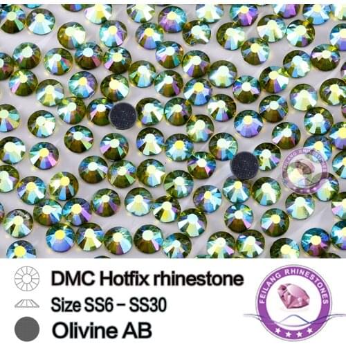 DMC Hotfix Crystals Rhinestone SS6 SS10 SS16 SS20 SS30 olivine ab CPAM Free Brides stones Garment accessories,Wholesale