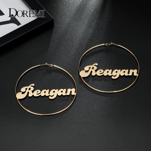 DOREMI 304 Stainless Steel Earrings Round Custom Name Earrings Female Environmentally Friendly Material Anti-allergy 25-100mm