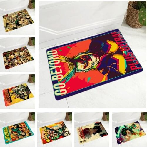 My Hero Academia Door Mat Decor Cartoon Anime Art Print Floor Doormat for Kitchen Hallway Non-Slip Soft Flannel Carpet 40X60CM