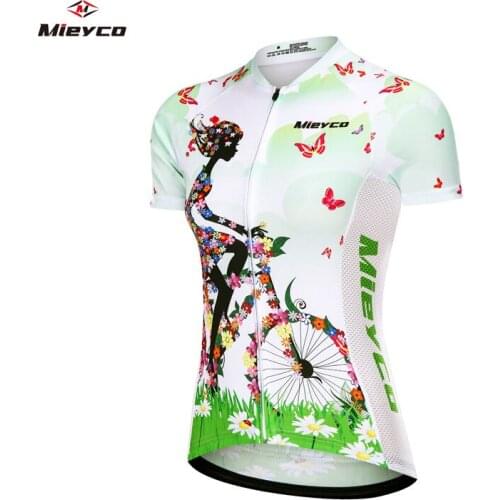 Breathable Summer Women White Cycling Jersey Spring Eco-Friendly Bike Clothing Road Team Bicycle Wear Shirts With Reflective