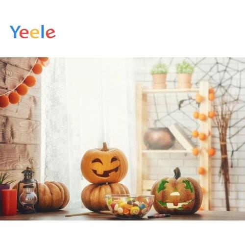 Halloween Backdrop Pumpkin Lantern Interior Window Candy Baby Portrait Vinyl Backdrops Photography Background For Photo Studio