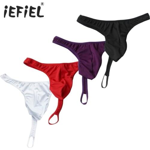 IEFiEL Lingerie Low-rise Breathable Solid G-strings & Thongs Penis Pouch Mesh Jockstraps Mens G String Underwear Men Sexy Thong
