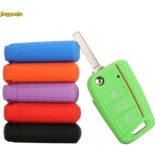 Jingyuqin 30pcs Remote Car Key Silicone Case Cover Protection For VW Volkswagen Golf 7 GTI MK7 Skoda Octavia A7 Seat 3 Buttons