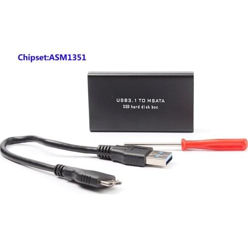 ASM1351 Chipset USB 3.1 Type A to MSATA SSD Enclosure USB3.1 to mini SATA Hard Disk adapter mSATA SSD Mobile Box