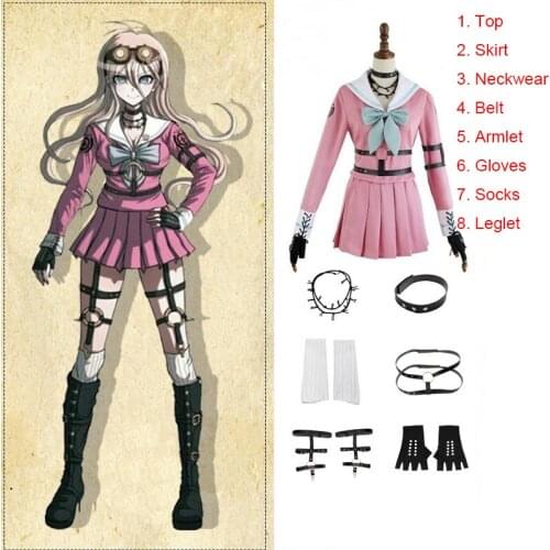 Anime Danganronpa V3: Killing Harmony Iruma Miu Rabbit Uniform Halloween Christmas custom made Dress Halloween Costumes Wig