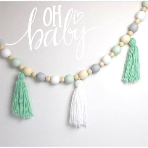 Beautiful 1m Kids Baby Nordic Wall Wooden Tassel Pearl Room On Wall Decorative Props For Kids Room Gift Giving Tent Ornaments