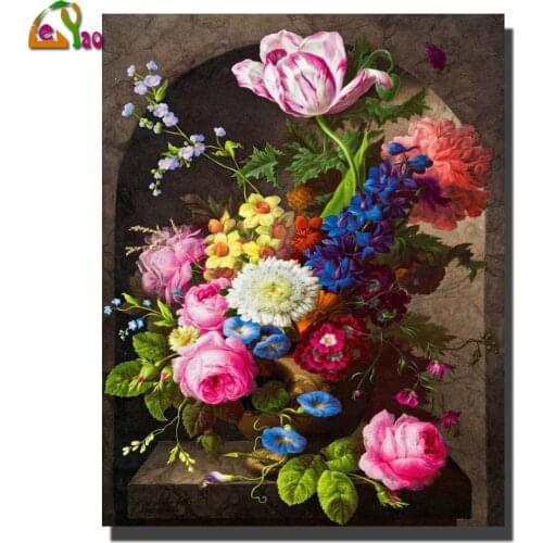 Paint With Diamond Embroidery "Flower basket" 5d Diamond Painting Full Square Round Picture Of Rhinestone Decor Pyostriy buket