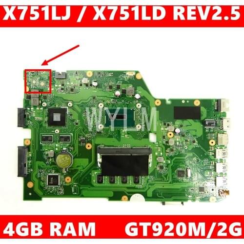 X751LJ i5-5200CPU GT920M motherboard REV2.5 For ASUS A751L R752LA R752LD X751LN X751LD X751LJ Laptop motherboard Fully tested