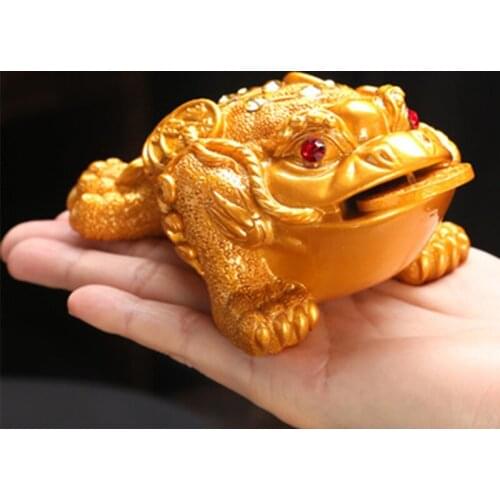 Color-changing Golden Toad Tea Pet Decoration Zen Tea Ceremony Lucky Toad Doll with Coin Feng Shui Tea Pet Tea Table Decoration