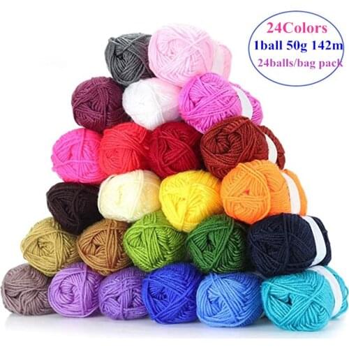 24BALLS/BAG Cotton wool Yarn 1200g Cashmere cotton yarn Set for Knitting Crochet DIY knitting sweater cap doll socks bag toy mat