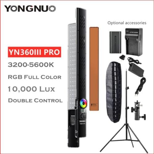 YONGNUO YN360IIIPRO Handheld LED Video Ice Light RGB 3200-5600K Stick Tube Lamp Photography Fill Lighting For Vlog TikTok Makeup